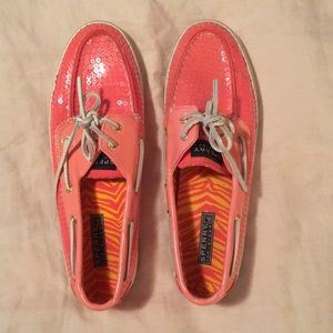 women’s size 10 Sperry’s hot pink sequin